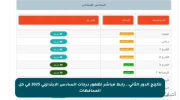 نتائج الدور الثاني.. رابط مباشر لظهور درجات السادس الابتدائي 2025 في كل المحافظات